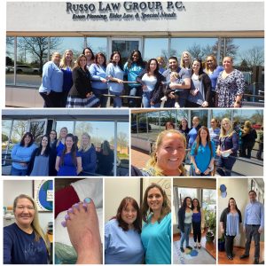 collage of photos - staff wearing blue shirts